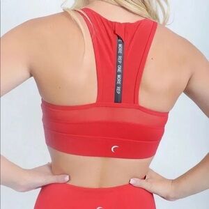 ZYIA Active Red One More Rep Zipper Back Sports Bra